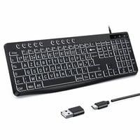 Tastatură cu fir OMOTON cu iluminare de fundal albă, AZERTY, 2 în 1 — defectă, pentru piese: portul cablului C s-a desprins (stare: vezi a doua imagine) 1