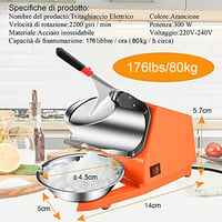 Tosucs 300W Professzionális Jégdaráló Dupla Adagolóval - Automata Kikapcsolás, Rozsdamentes Acél Tál, 143lb/óra Kapacitás Bároknak, Éttermek 4