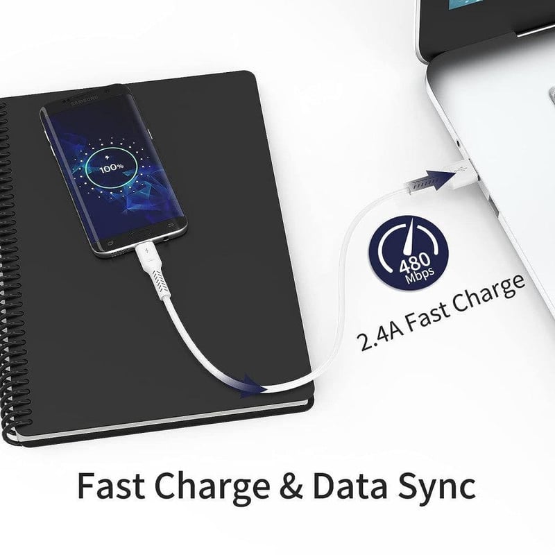 Fehér PEAKLIFT mikro USB töltőkábel szett, 5 darabos, 30 cm-es