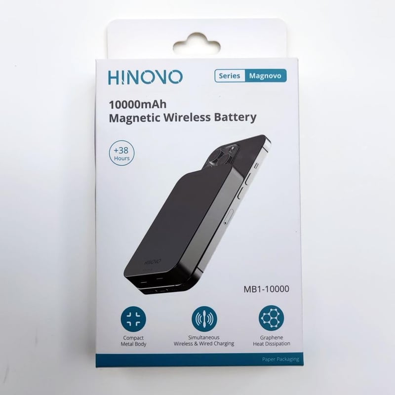 HINOVO MagSafe Powerbank 10000mAh - 20W PD Gyorstöltés iPhone 15/14/13/12 Sorozathoz, Vezeték Nélküli Fém Külső Akkumulátor