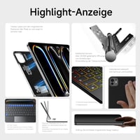 HOU Magic Keyboard iPad Pro 11 M4 2024 - Bluetooth billentyűzet érintőpaddal, 7 színű háttérvilágítással, német QWERTZ kiosztással, fekete 6