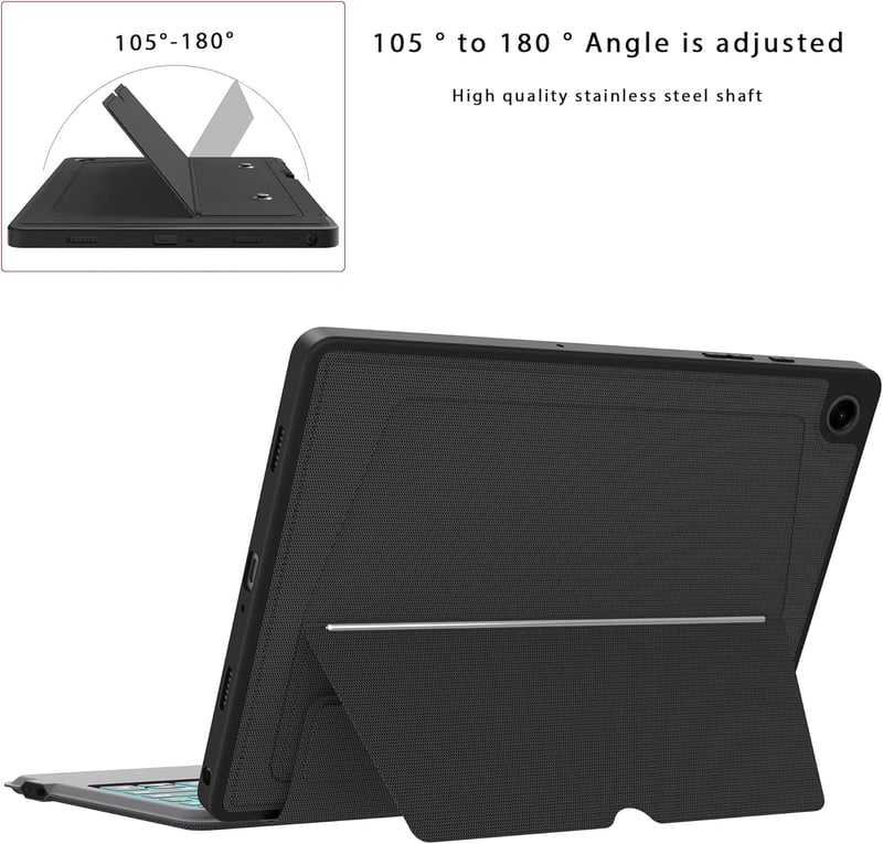 Samsung Galaxy Tab A9+ tok QWERTZ billentyűzettel - 7 színű háttérvilágítás, trackpad, állvány (11")