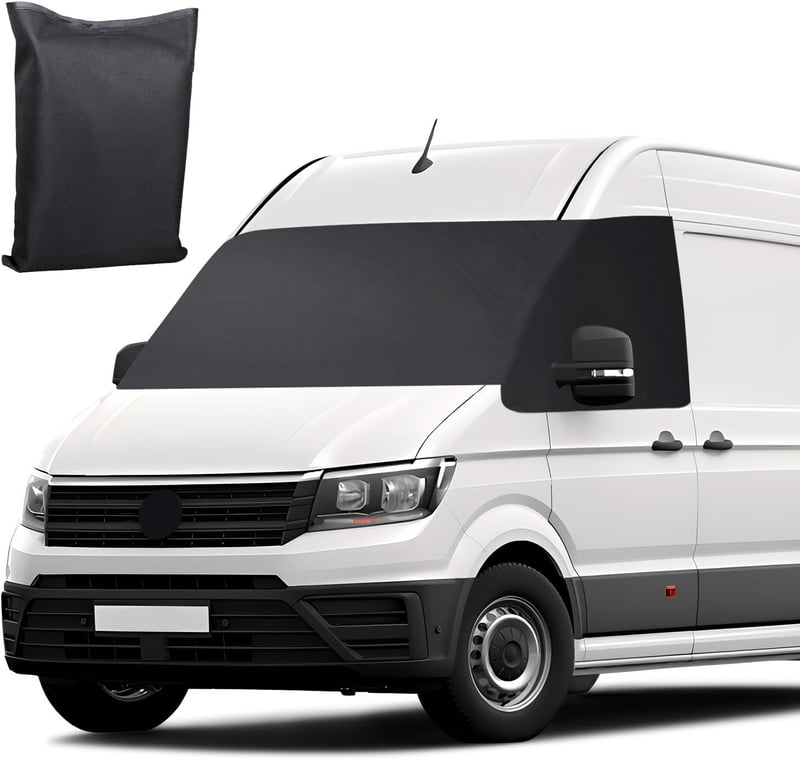 Soekodu Szélvédő Védőborítás VW Grand California 2018-2023 Lakóautókhoz - 600D Vízálló Hővédő Takaró Hó, Jég, Fagy és Por Ellen - Fekete