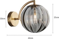 LFsem Kék Üveggömb Fali Lámpa 15 cm Átmérővel - Retro Stílusú Gömb Falikar Réz Tartóval, LED Kompatibilis, 240V, 60W Teljesítmény 3