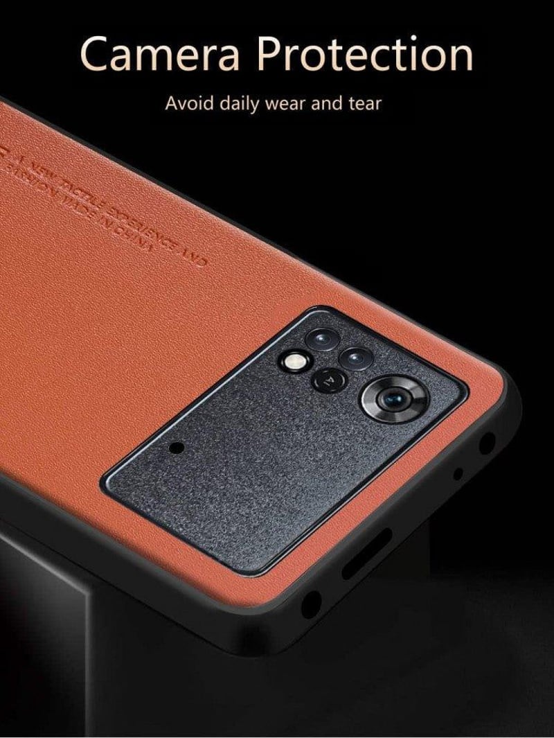 Poco X4 Pro 5G narancssárga műbőr tok kameravédővel