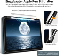 HOLIMET iPad Air 11/10,9" Tok M3/M2/6/5/4 Generációhoz, Apple Pencil Tartóval, Kék PU Bőr Védőtok, Automatikus Alvás/Ébresztés, Állítható Ál 3
