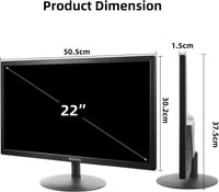 Wstirhy 22" Full HD Monitor - 75Hz LED Képernyő, 1920x1080 Felbontás, 5ms Válaszidő, HDMI/VGA Csatlakozás, Vékony Keret, Fekete Számítógép K 4