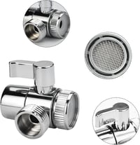 ANBOO 3-Utas Csapváltó Szelep M22/M24/G1/2 Adapterekkel - Réz-Cink Ötvözet Elosztó Mosogatógéphez, Mosógéphez és Zuhanyfejhez 3
