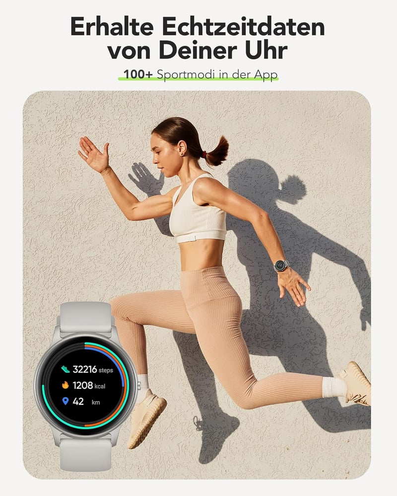 AGPTEK Okosóra Telefonos Funkcióval - 1,3" Fitness Tracker 100+ Sportmóddal, Ezüst