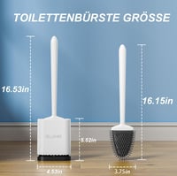 Sellemer Szilikon WC Kefe Szellőző Talppal - Hajlítható Fejű Fürdőszobai Tisztító Eszköz Holt Sarkokhoz, Mosdóhoz, Kádhoz - Fehér 6