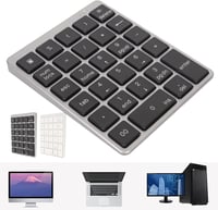 Yunseity Bluetooth és USB-s numerikus billentyűzet, 28 gombos, iOS/Android/Windows, szürke-fekete 7