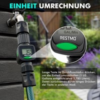 Restmo Vízóra - Nagy Pontosságú Vízfogyasztás és Áramlás Mérő LCD Kijelzővel, Gallonban/Literben - Kerti Locsoláshoz, Öntözőrendszerhez 3