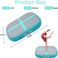 PPXIA Felfújható Tornaszőnyeg 100x60x10cm - Gimnasztikai Légmatrac Edzőblokk Kézi Fogantyúkkal - Mentazöld PVC Sportmatrac Pumpával - 100 x 60 x 20cm, Mint green 4