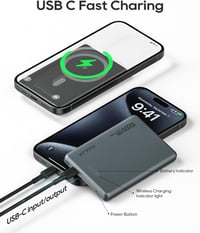 Kuulaa MagSafe 10000mAh mágneses powerbank iPhone 15/14/13-hoz, 20W, szürke 5