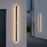K-Bright 120 cm-es Kültéri LED Fali Lámpa Mozgásérzékelővel - IP65 Vízálló Fekete Modern Világítás Kerthez, Garázshoz, 3000K Meleg Fehér Fén 1