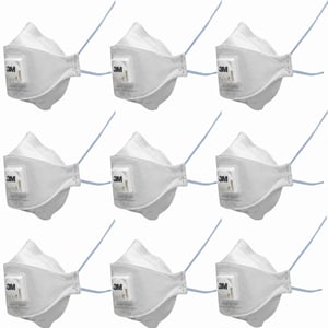 3M Aura FFP2 maska za zaštitu od prašine s ventilom, serija 9322+, 9 komada (nepotpuno pakiranje, nedostaje 1 komad od originalnih 10)