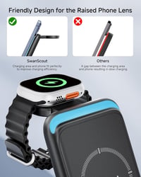 SwanScout 3az1-ben iPhone Apple Watch AirPods Pro vezeték nélküli töltőállomás fekete 8