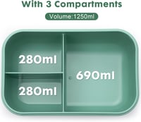 Sinnsally 1250ml Ételhordó Osztott Rekeszekkel és Evőeszközzel - Green 4