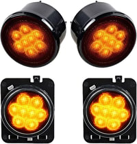 Beside_Auto LED Irányjelző és Oldalsó Jelzőfény Szett Jeep Wrangler JK JKU (2007-2018) - Sárga Fényű, Füstös Lencsés, Energiatakarékos Első 5