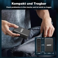 Effdrdfs 440W GaN III USB Töltőállomás 8 Portos - 5 USB-C (100W PD 3.0) és 3 USB-A (QC 3.0) Gyorstöltő iPhone, MacBook, iPad, Samsung Galaxy 8