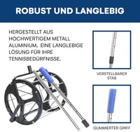 Effekt Manufaktur teniszlabda gyűjtő 50+ labdához teleszkópos fém rúddal 4