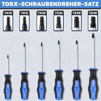 EFFEKTWERK 6 részes Torx csavarhúzó készlet T10-T40 mágneses fejjel 5