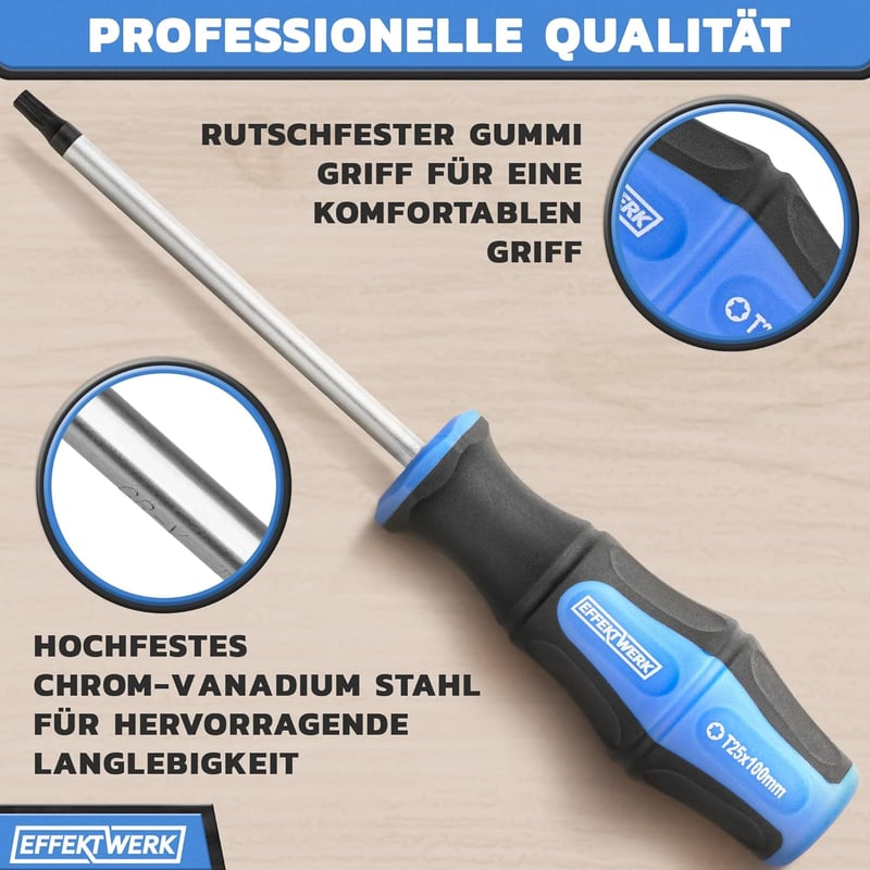 EFFEKTWERK 6 részes Torx csavarhúzó készlet T10-T40 mágneses fejjel