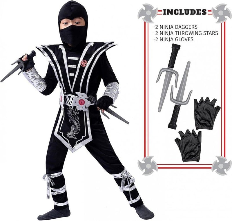 Ninja jelmez szett 8-10 éveseknek, kiegészítőkkel
