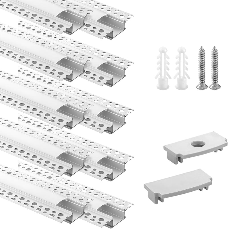 Efishine 10db 1M Alumínium LED Szalag Profil Gipszkartonhoz - Mennyezeti és Fali Beépítéshez, Diffúzorral, Philips Hue Kompatibilis