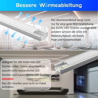 Efishine U-alakú LED Alumínium Profil Szett - 40x1m Ezüst Csatorna Tejfehér Burkolattal, Végsapkákkal és Rögzítőkkel LED Szalagokhoz 3