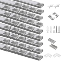 Efishine U-alakú LED Alumínium Profil Szett - 40x1m Ezüst Csatorna Tejfehér Burkolattal, Végsapkákkal és Rögzítőkkel LED Szalagokhoz 1