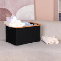 Coș de rufe pliabil efluky de 60L din material textil cu aspect de bambus, negru, coș de depozitare pentru baie și dormitor 8