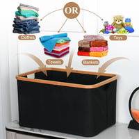 Coș de rufe pliabil efluky de 60L din material textil cu aspect de bambus, negru, coș de depozitare pentru baie și dormitor 3
