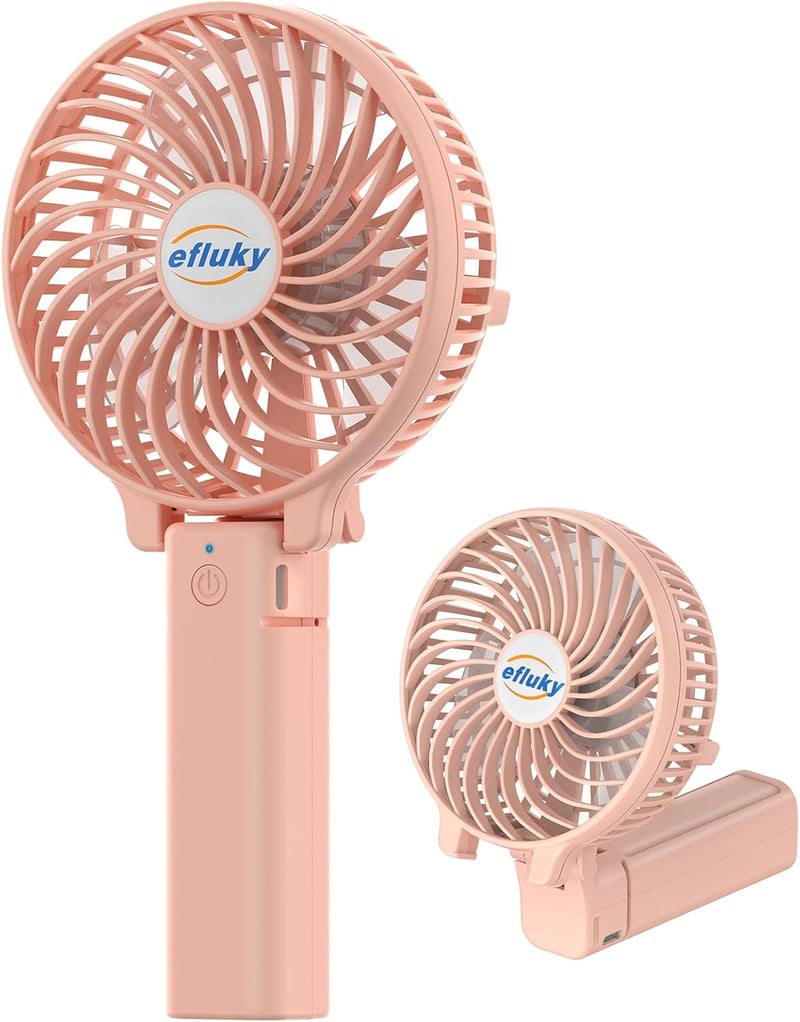 efluky Hordozható Kézi Ventilátor USB Töltéses 3 Fokozat Összecsukható - Pink