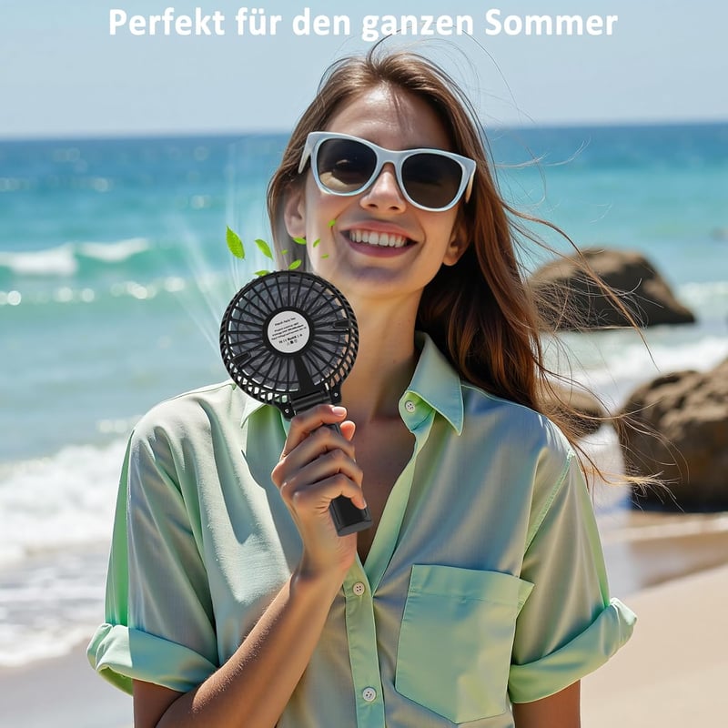 efluky Hordozható Ventilátor USB Töltéses Összecsukható Mini Ventilátor - Black
