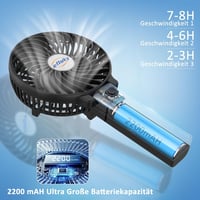 efluky Hordozható Ventilátor USB Töltéses Összecsukható Mini Ventilátor - Black 2
