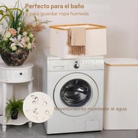 Coș de rufe pliabil din bambus efluky cu mânere, 60L, bej, pentru baie, dormitor, depozitare haine și jucării 5