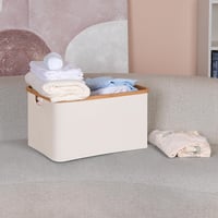 Coș de rufe pliabil din bambus efluky cu mânere, 60L, bej, pentru baie, dormitor, depozitare haine și jucării 6