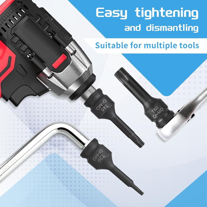 EFUTURETIME 10 részes Torx belső dugókulcs készlet 1/2" T20-T60 TX aljzat szett dobozzal
