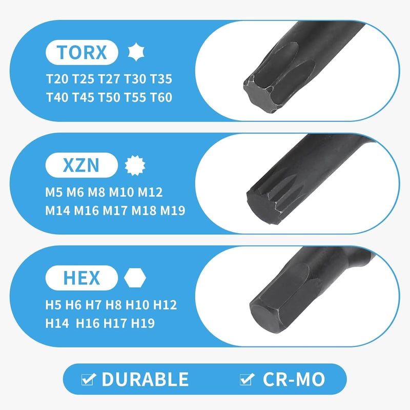 EFUTURETIME 10 részes Torx belső dugókulcs készlet 1/2" T20-T60 TX aljzat szett dobozzal