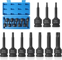 EFUTURETIME 10 részes Torx belső dugókulcs készlet 1/2" T20-T60 TX aljzat szett dobozzal 1