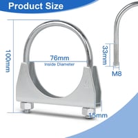 efuturetime 10db Kipufogó Bilincs 76mm M8 U-Csap Cső Rögzítő Anyával 2