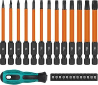 efuturetime 13 darabos Torx csavarhúzó bit készlet 75mm, mágneses hosszú bitek T5-T40, S2 acél csavarbehajtó készlet 1