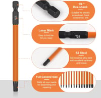 efuturetime 13 darabos Torx csavarhúzó bit készlet 75mm, mágneses hosszú bitek T5-T40, S2 acél csavarbehajtó készlet 3