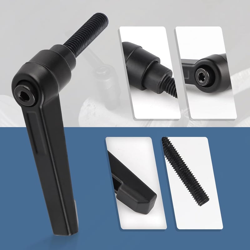 efuturetime 4db Szorítókar M6-20mm Karbon Acél Állítható Szorítólevers Fekete