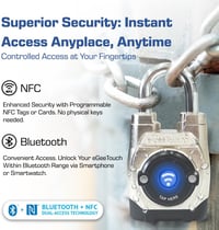 eGeeTouch 5. generációs okos lakat IP66 vízálló Bluetooth NFC 2 db 3