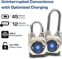 eGeeTouch 5. generációs okos lakat IP66 vízálló Bluetooth NFC 2 db 5