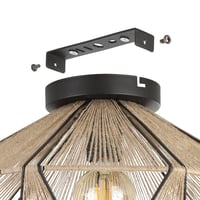 Lampă de plafon EGLO Adwick, design vintage, abajur din material textil natural și metal negru, cu dulie E27, iluminat pentru living 5