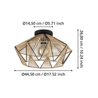 Lampă de plafon EGLO Adwick, design vintage, abajur din material textil natural și metal negru, cu dulie E27, iluminat pentru living 3