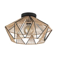 Lampă de plafon EGLO Adwick, design vintage, abajur din material textil natural și metal negru, cu dulie E27, iluminat pentru living 1